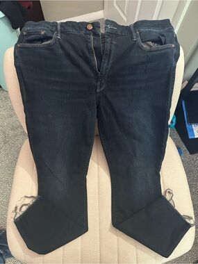 MOTHER dark wash Distressed Cropped Skinny Jeans